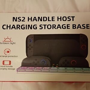 NS2 Handle Host Charging Storage Base - Black with Multicolor LED Tray